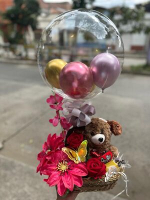 CESTA MIXTA CON GLOBO BURBUJA